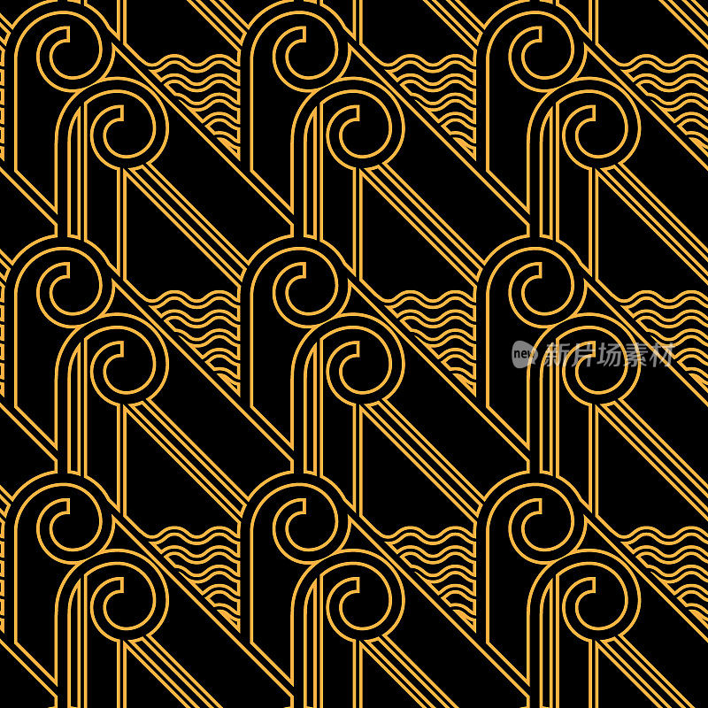 ArtDeco Pattern Gold waves